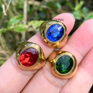 Cincin Lelaki Emas Suasa Sadur Batu Zirconia Bujur Gold Plated Zirconia Oval Stone Ring