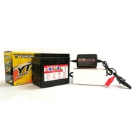 แบตเตอรี่ มอเตอร์ไซด์ Battery Motorcycle Brand YUASA Model YTZ6V VRLA TYPE + RR MINI CHARGER 12V. ที
