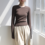 Japanese MUJI Official Store Crew Neck Bottoming Shirt Spring And Autumn Womens White Cotton T-shirt