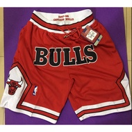 pockets available new man Chicago Bulls BULLS  big logo embroidery basketball shorts pants retro red