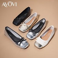 Avovi Women Ballet Flats Square Toe Bowknot Soft Sole Comfortable Office Casual Shoes Korean Style L