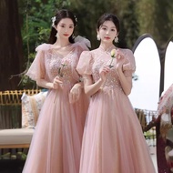 Bridesmaid Dress Elegant Pink Shimmering Sequins A-Line Gown for Wedding Party Graduation Formal Eve