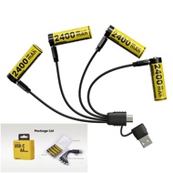 Nitecore NH2400 2400mAh USB-C Rechargeable AA Battery 4-Pack