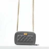 二手Chanel Boy Woc 手機鏈條包 晶片款