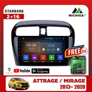 เครื่องเล่น Android MICHIGAจอแอนดรอยตรงรุ่น MITSUBISHI ATTRAGE-MIRAGE 2013-2020 แถมฟรีฟิล์มกันรอยมูลค่า350 บาท