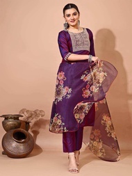 Cotton silk beautiful embroidery jari work kurti pant delivery 7-9 days