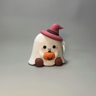 Halloween Pumpkin & Ghost Doll AirPods Case, Silicone AirPods 4 Case, White AirPods Pro Case, Soft A