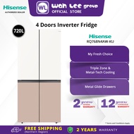 Hisense 720L 4 Door Fridge Inverter Refrigerator White + Khaki Glass WAH LEE STORE