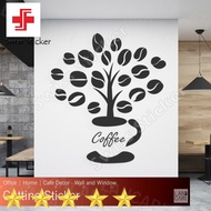 Wholesale Sticker Cutting Coffee glass wall Quotes Cafe Coffee Tree Cafe Sticker - Cool Matte Black