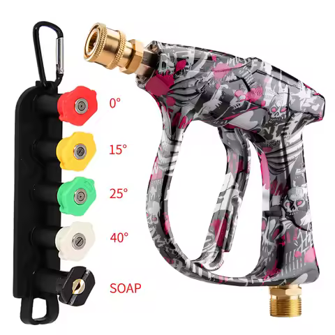2026 New Graffiti Design Pressure Washer Spray Gun, Aluminum Valve Copper Head, 5 Nozzle Tips Kit, 1