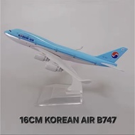16cm KOREAN AIR Boeing 747 B747 Diecast Metal Alloy Display Toy Decoration Collection Children's Gif
