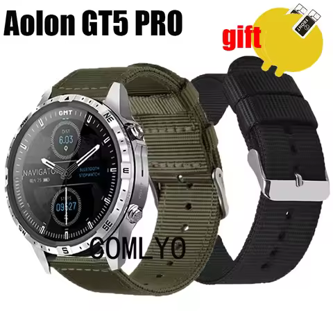 3in1 for Aolon GT5pro Smart Watch Strap Band wristband Nylon Canva women men Belt Screen Protector