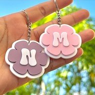 Personalized Flower Initial Keychain Custom Keychain 3D Printed
