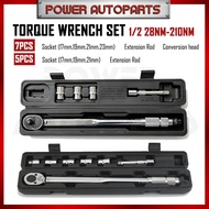 7pcs 1/2 Inch Drive Micrometer Torque Wrench 28-210nm With Hard Case Dual-Direction Spanar Repair