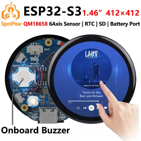 Waveshare ESP32-S3 1.46inch Round Touch LCD DeepSeek AI Voice Chat Display QMI8658 / MIC / / MP3 Aud