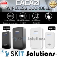 CACAZI Wireless Doorbell★Waterproof 300M Range★DC AAA Battery★Smart Home LED Remote Digital Door Bell 48 Chime HDB Condo