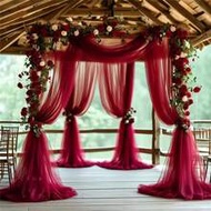 Arch-Shaped Transparent Curtain Backdrop For Party Ceiling, Wedding Arch, Reception Area, Fabric Dec
