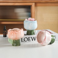 Tulip Ceramic Candle Cup Girl Heart Empty Cup Soy Wax Diffuser Stone Scented Candle Cup Souvenir N39