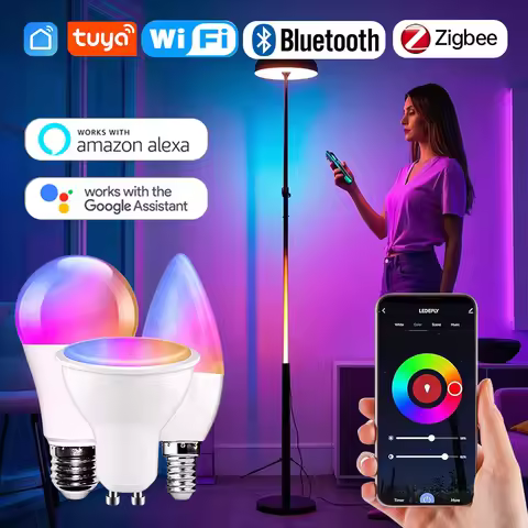 Tuya E27 GU10 E14 Smart Bulb WIFI Zigbee Bluetooth RGB Dimmable15W 5W Smart LED Lamp RGB LED Light B