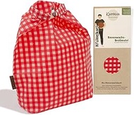 Kumanu Organic Beeswax Cloth Bread Bag Krummelkarl H 35 cm x W 29 cm with Stand and Closure Natural 