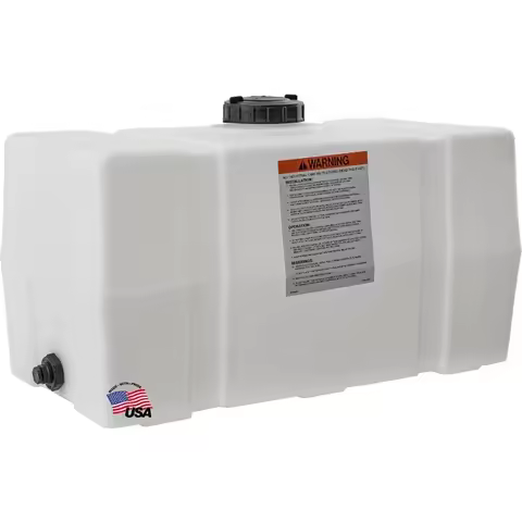 82123919 Horizontal Square Reservoir Water Tank, 50 Gallon, Made In USA, Natural Poly Tank For Non-L