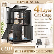 Mew Cat Cage 4 Layer Pet Cage Foldable Heavy Duty With Wheels Cat Condo Cat Play House With Ladder