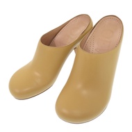 สภาพดีเยี่ยม โลเว่ (LOEWE) Tera Heel Clog Sandals 962302 มิวล์ หนังลูกวัว สีเบจ 0253【มือสอง】