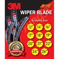 3M Wiper Blades (100% Original) (12” 14” 16” 17” 18” 19” 20” 21” 22” 24” 26”) (J HOOK)(Perodua,Proto
