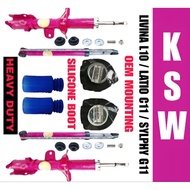 EL Heavy Duty Nissan Livina L10 / Latio C11 / Sylphy G11 Ksw Absorber Front / Rear + mounting + boot