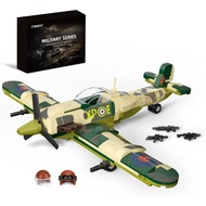 Military Spitfire Fighter Plane Jet Building Set - Compatible with Lego Plane, Gift for Boys Age 6+ 