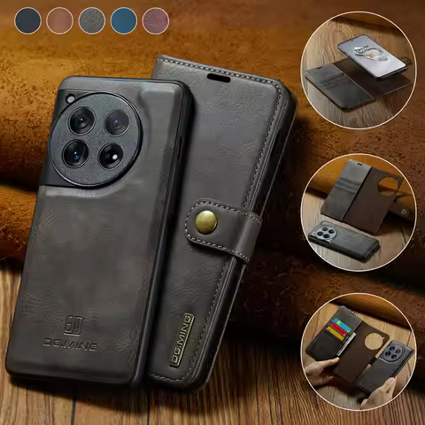 DG.MING Detachable 2Folding Case For OnePlus 13 12 11/Nord 2 5G/9RT 5G Wallet Case Leather Magnetic