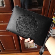Tiger Head Real Soft Leather Clutch Bag Black Trendy Brand Clamp Bag Clutch Bag Social Spirit Guy Mu