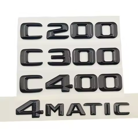3d ABS Black Car Letters Trunk Badge Logo Sticker For Mercedes Benz C200 C300 C400 W205 W204 4MATIC 