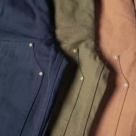 QT old era double knee reinforced canvas overalls Double KneeS American retro straight thick casual 