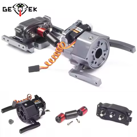 Front Motor 2 Speed Transmission Metal Planetary Gearbox Transfer Case for 1/10 RC Crawler Car Axial