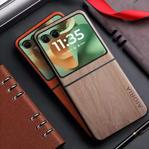 Case for Motorola MOTO Razr 50 Ultra 5G funda bamboo wood pattern Leather back cover for moto razr50