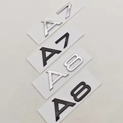3D ABS Chrome Black Car Letters Logo A7 A8 Rear Trunk Badge Sticker Decals For Audi A7 A8 Sportback 