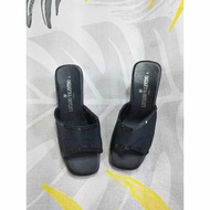 Black Open Toe Block Heels