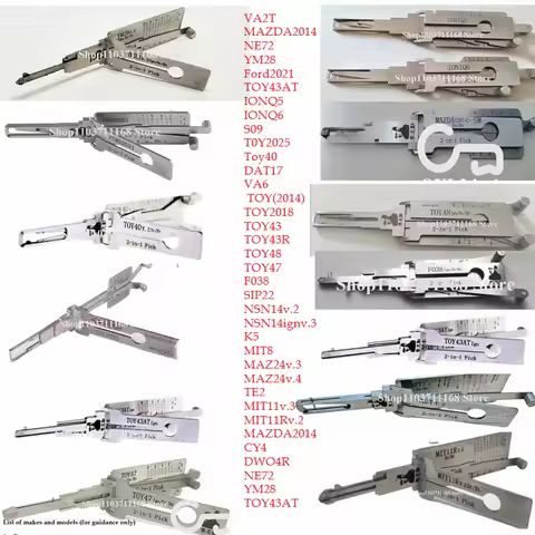 1PCS Lishi 2 in 1 Tool MIT11 MIT11ign MIT8 NSN14 TOY43ATign TOY2018 TOY43 SIP22 IONQ5 IONQ6 Complete