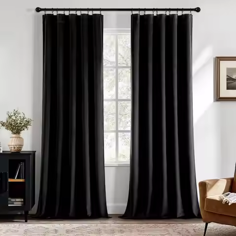 Black Velvet Blackout Curtains for Bedroom Living Room 84 Inch Long Luxury Super Soft Curtains Room 