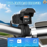 [CO] PD+QC 3.0 Motorcycle USB Fast Charger Handlebar Dual USB Socket Waterproof 12V Power Supply Ada