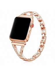 1 Pieza Correa De Reloj Compatible Con La Banda De Apple Watch 42mm 44mm 45mm Series 8/7/6/5/4/3/2/1/se , Acero Inoxidable, Joyería Elegante De Brazaletes De Diamantes Para Mujeres Y Niñas