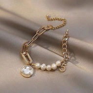 lovemango สร้อยข้อมือมุกแฟชั่น สร้อยข้อมือวินเทจ เครื่องประดับหญิง สร้อยข้อมือประดับมุก