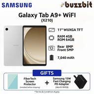 【4GB + 64GB】 Samsung Galaxy Tab A9+ Plus WiFi (X210) With 15W Adapter &amp; FiberTech Clear Screen Protector | 11 Inch | Android Tablet | 1 Year Samsung Malaysia Warranty