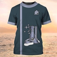 New Cleaning Tools 3D Print T-shirt Woman Men House Cleaner Uniform Workwear Y2k T Shirts