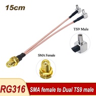 4G LTE Antenna Coaxial Cable Splitter SMA Female to Dual TS9 Connector Adapter Pigtail Cable 6 inch 15cm for 4G LTE Mobile Hotspot MiFi Router Cellular Broadband USB Modem Dongle