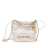 Chanel White Quilted Calfskin Mini 22 Bag Gold Hardware, 2023