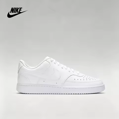 Nike Court Vision 1 Leather Trendy Non-Slip Durable Low-Top Sneakers for Men in White CD5463-100