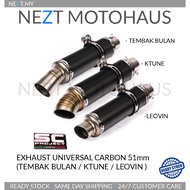 EXHAUST EKZOS UNIVERSAL CARBON 51mm TRUMPET KTUNE LEOVIN Y15 R15 RS150 RFS