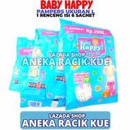 Popok Pampers Baby Happy Ukuran L 1 Renceng Isi 6 Sachet